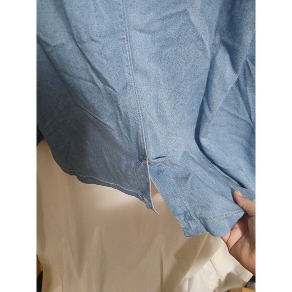 Lane Bryant Jacket Womens 26 Light Wash Chambray Button Soft Stretch Pockets - Picture 7 of 9